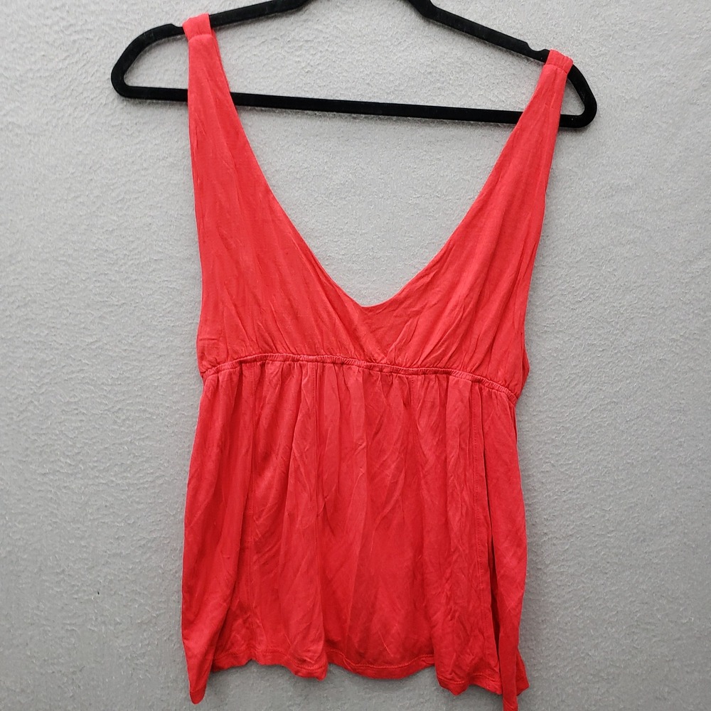 Love Lola Vintage Babydoll Tank Top Solid Red Y2K Style Simple Basic Size M